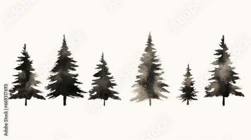 A group of trees that are standing in the snow