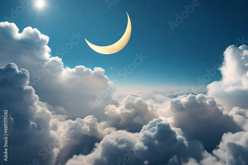 surreal dream cloud moon art 3d