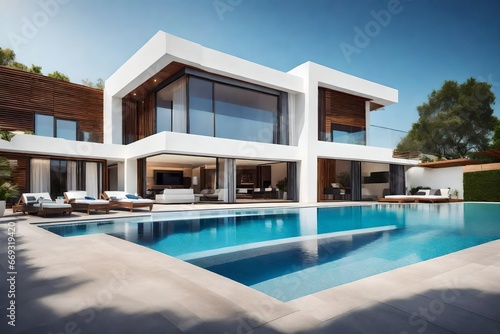 Modern luxury villa with swimming pool © Super