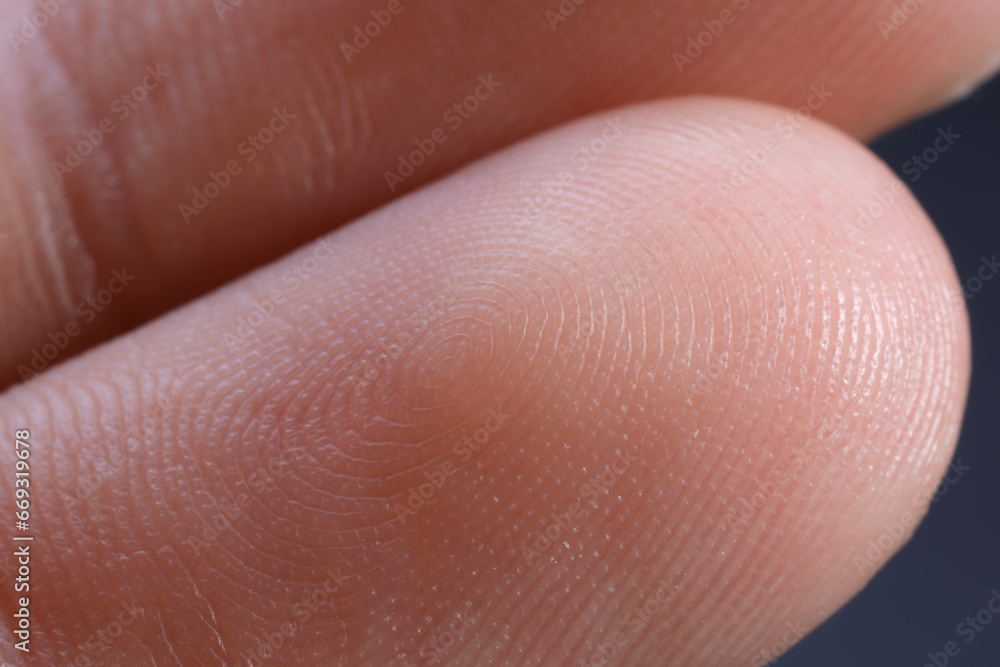 Macro view of finger with friction ridges Macro view of finger with friction ridges