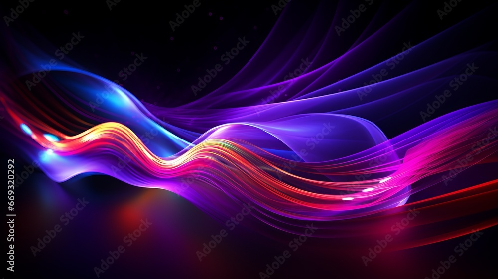 A colorful wave of light on a black background A colorful wave of light on a black background