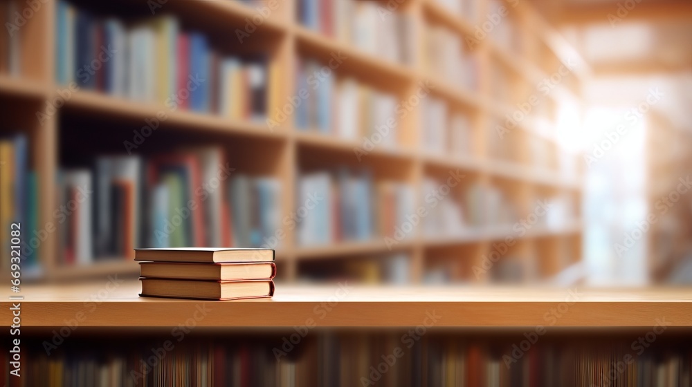 A stack of books sitting on top of a wooden table
