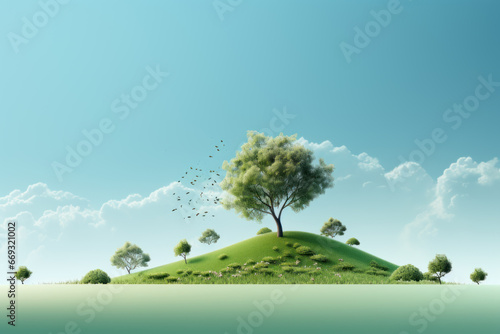 Green earth and plants horizontal background