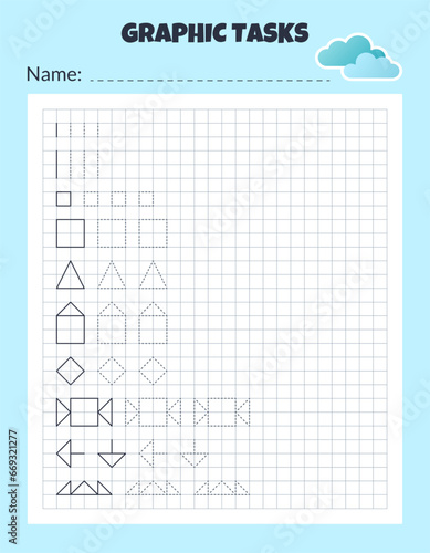 Foto Graphic tasks by cells. Educational game for kids.