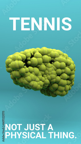 Tennis ball in brain form realistic photo