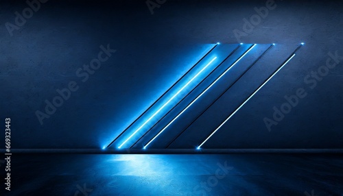 abstract blue background with neon glowing lines photo