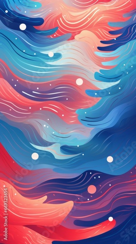 An abstract painting with wavy lines and stars