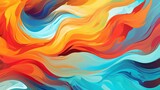 A painting of a colorful wave of paint