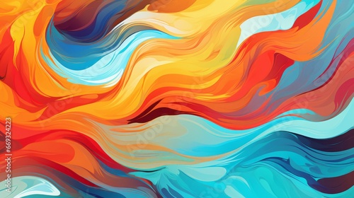 A painting of a colorful wave of paint