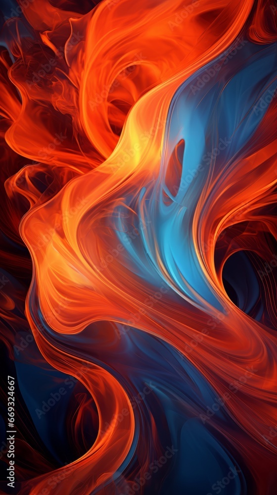 A red and blue abstract painting with a black background A red and blue abstract painting with a black background