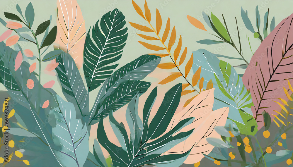 tropical leaf,leaves collection for design with pastel color palette. tropical leaf,leaves collection for design with pastel color palette.