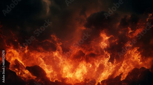 A large fire is burning in the dark © cac_tus