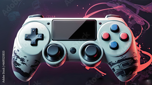 Illustrated White Video Game Console Controller