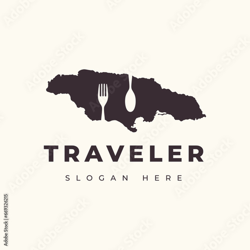 jamaican food culinary menu restaurant logo design vector graphic