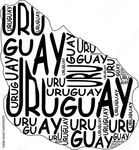 typographic map of uruguay photo