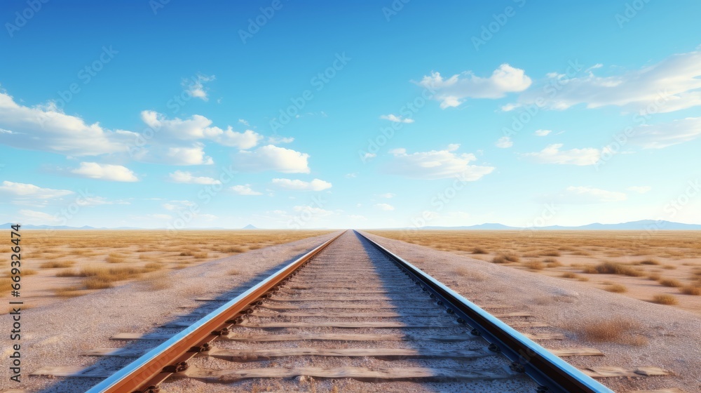 A train track in the middle of a desert