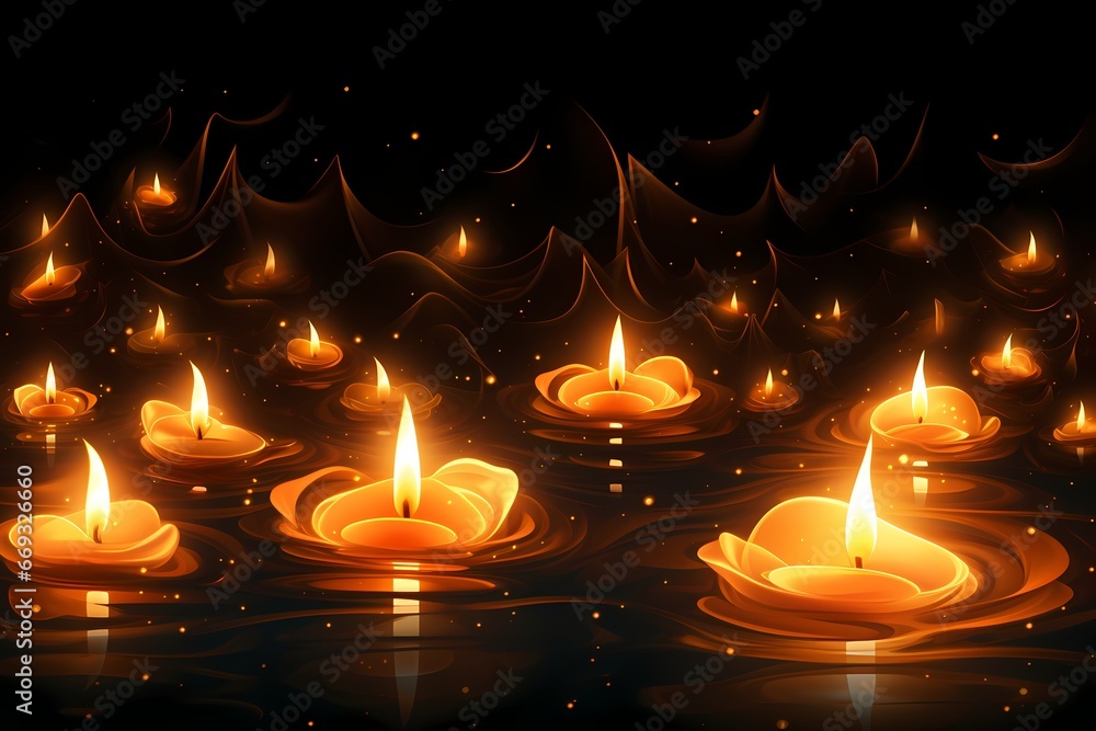 Elegant Burning Candles Abstract Graphics Background - Generative AI