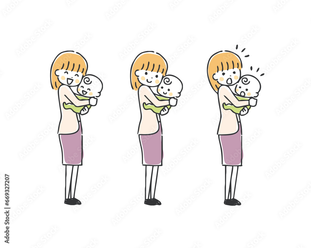 お母さんと赤ちゃんのイラスト お母さんと赤ちゃんのイラスト