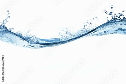 blue water splash isolated on white background  blue water splash wave  water drops and crown from splash of water. Generative AI