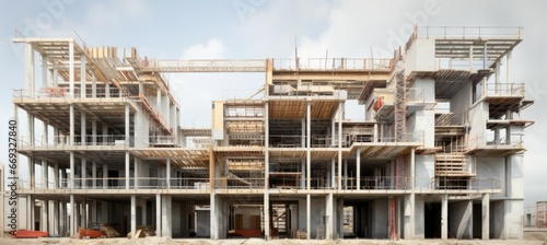 Housing building construction. Generative AI technology. © Hero Design