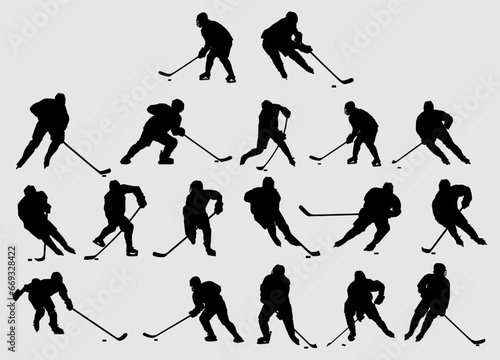Photography High details silhouette of  ice hockey collection