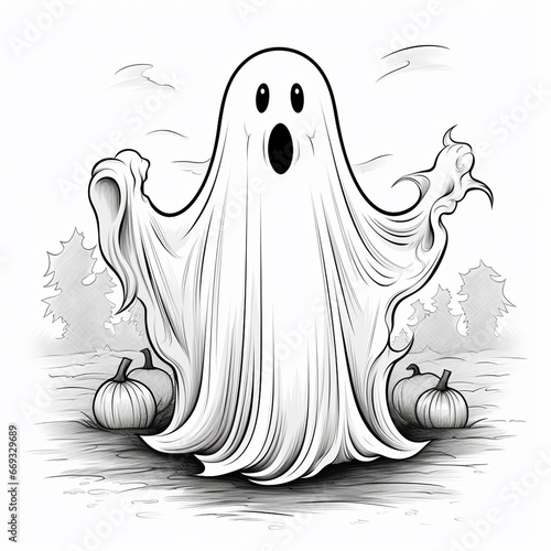Halloween Ghost Drawing for Designer Inspiration photo
