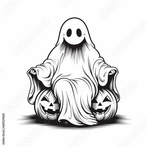 Minimalist Halloween Ghost Illustrations for Sale photo