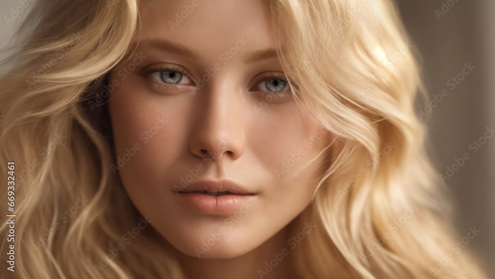 Romantic young woman with long blond hair, close up portrait Romantic young woman with long blond hair, close up portrait