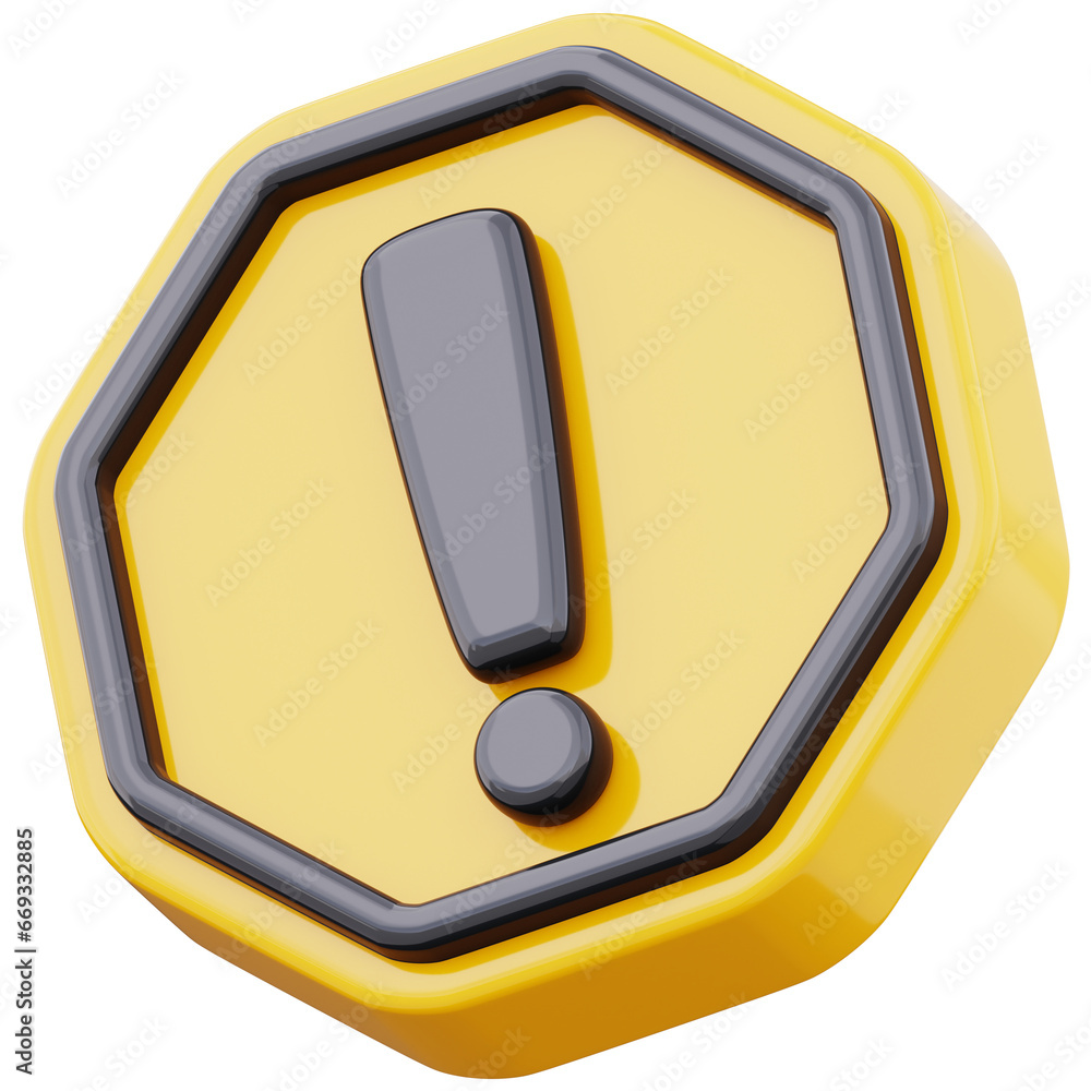 Alert warning sign symbol 3d illustration on transparent background Alert warning sign symbol 3d illustration on transparent background
