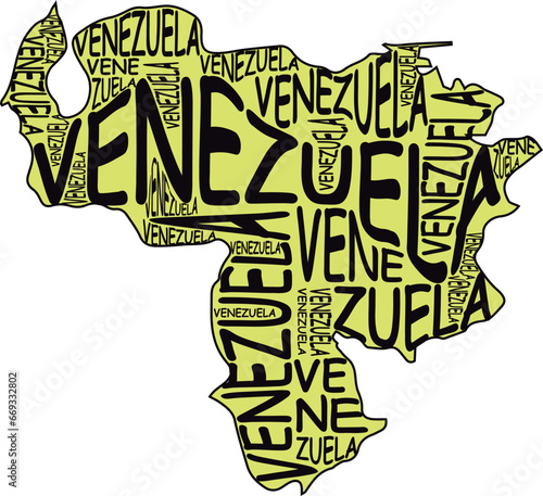 typographic map of Venezuela yellow color photo