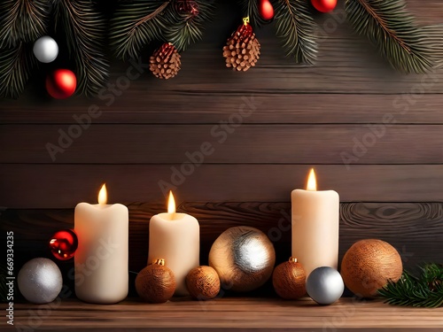 Obraz na płótnie Christmas wish background with candles w salonie