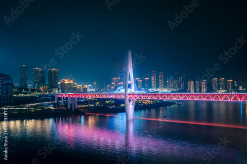 Chongqing bridge neon night scene
