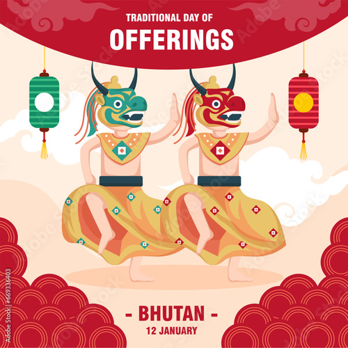 Traditional Day of Offerings Bhutan illustration vector background. Vector eps 10