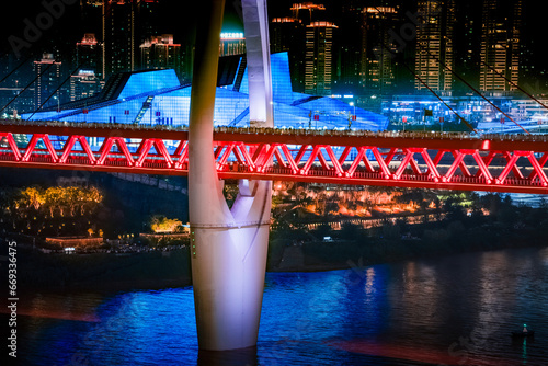 Chongqing bridge neon night scene