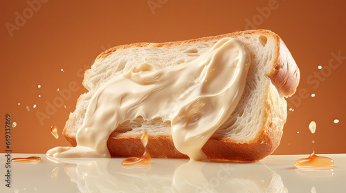 a pieces slice bread with cream on top