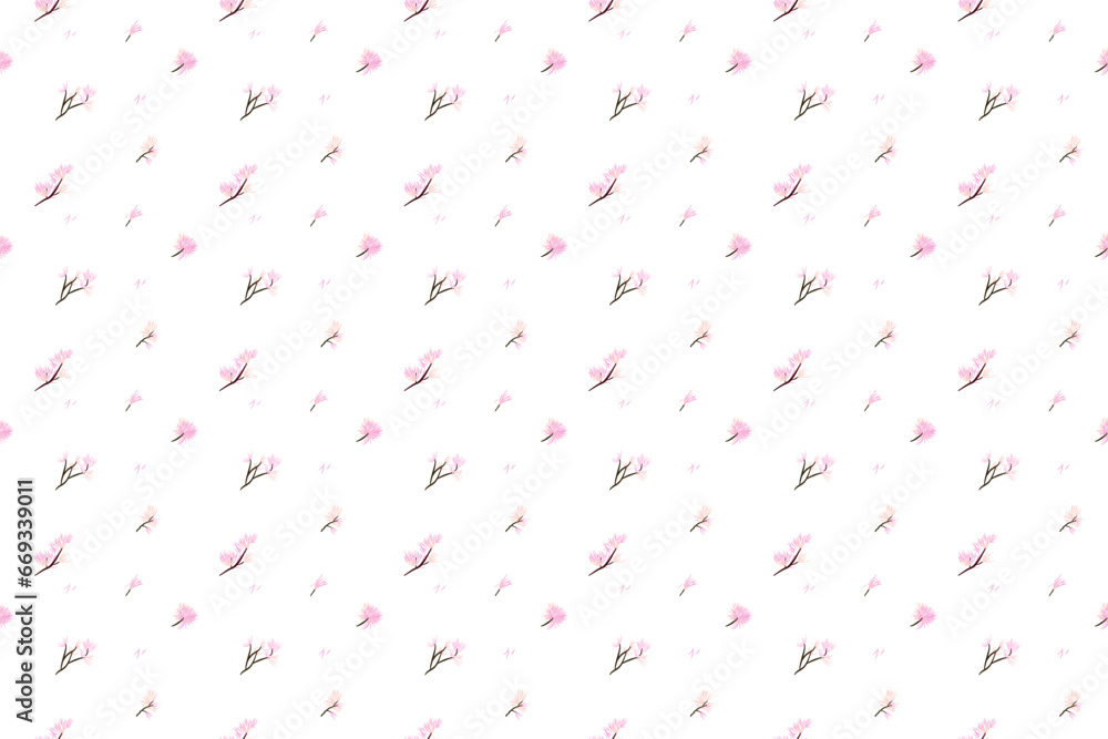 Bouquet of pink branches as seamless pattern background