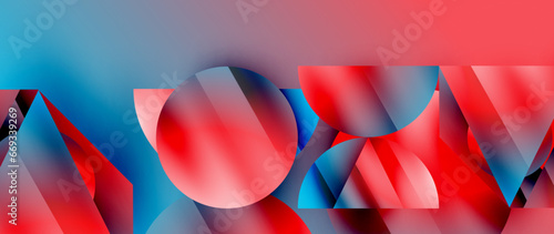 Captivating abstract backdrop composed of interlocking triangles and circles, forming an intriguing dance of shapes and patterns that exude both elegance and modernity