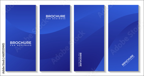 set of brochures with abstract navy blue wave background 