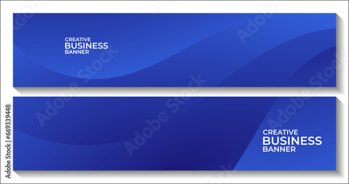 set of banners with abstract navy blue wave background 