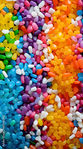 candy pieces that are small, in various colors and flavors