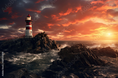 beautiful lighthouse at sunset