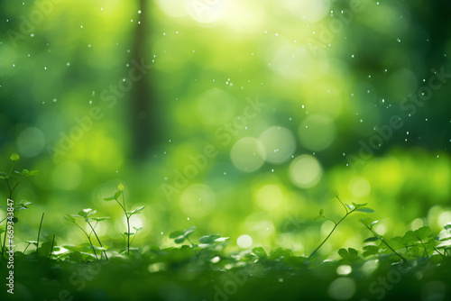 green bokeh background by nature with little splash water