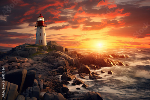 beautiful lighthouse at sunset