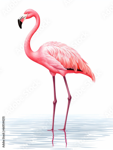 pink flamingo isolated on white