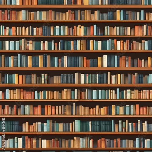 background illustration of books lined up on library shelves