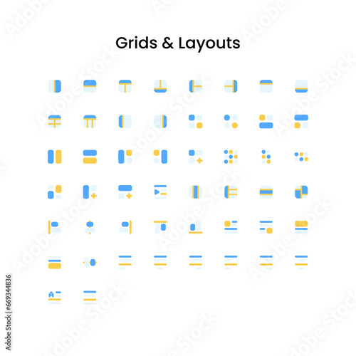 Grid, Layout and Template Flat Icon Set