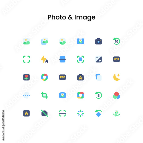 Photo and Image Flat Icon Set