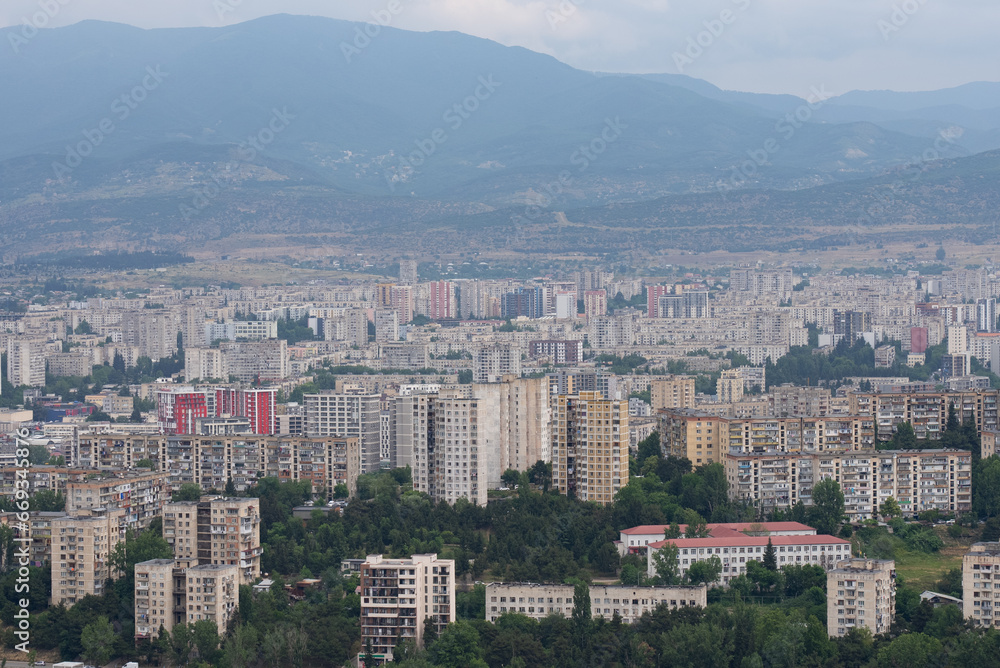 View From Top of Ciyscape of Suburb Area of Tbilisi Georgia