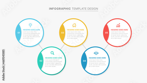 Circle Process Workflow Diagram Infographic Template with 5 Steps