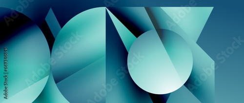 Captivating abstract backdrop composed of interlocking triangles and circles, forming an intriguing dance of shapes and patterns that exude both elegance and modernity